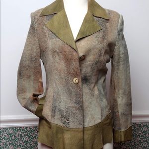 Genuine leather jacket, size XS, olive color